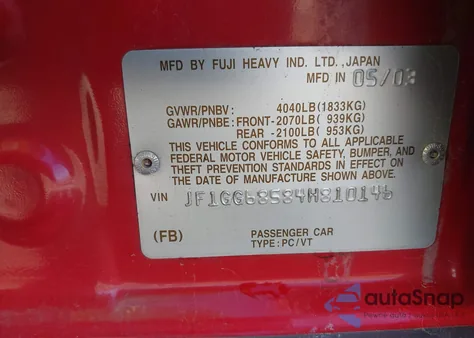 2004 Subaru Impreza Outback Sport z USA, uszkodzony, nr VIN JF1GG68584H810146